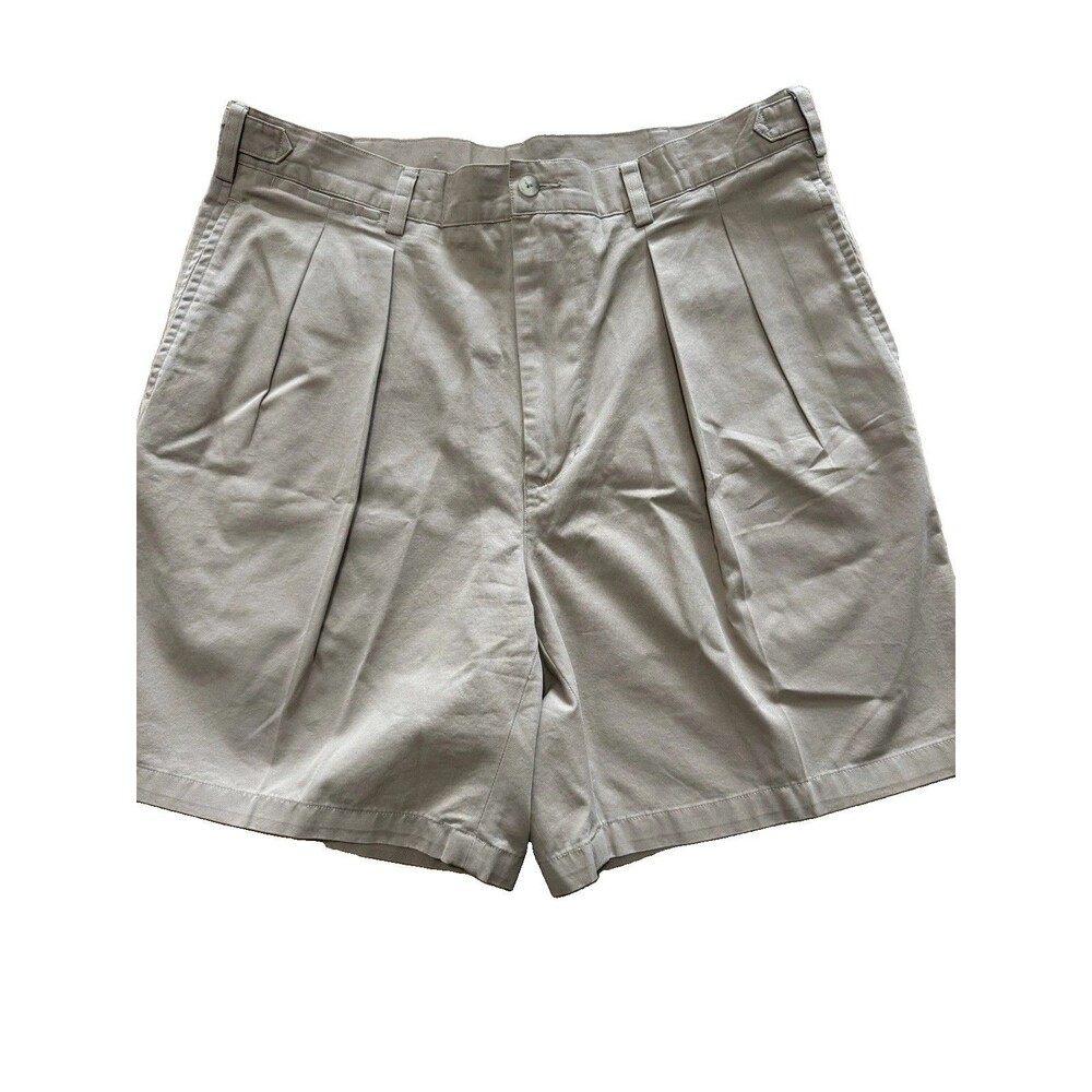 NWOT Faconnable Men Khaki Chino Shorts 34 Side Tab Adjusters Tailor Beige Cotton